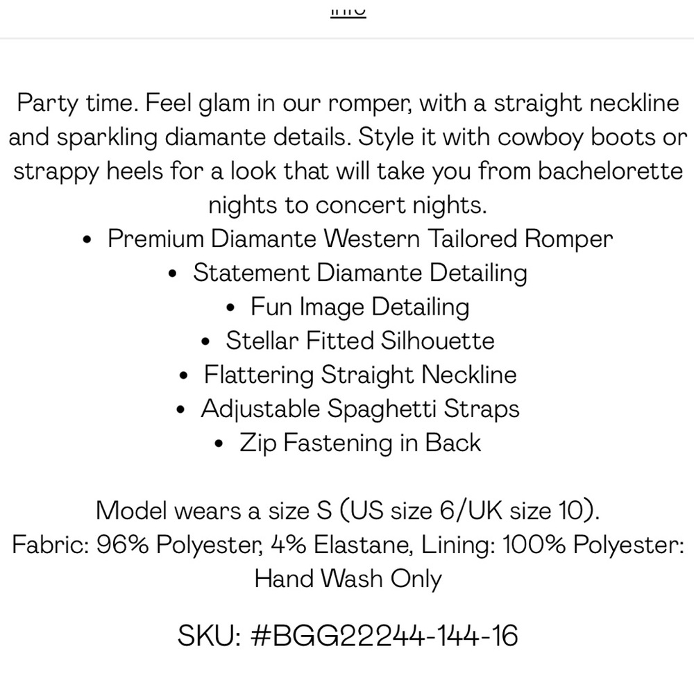 premium diamante western tailored romper - Picture 9 of 11